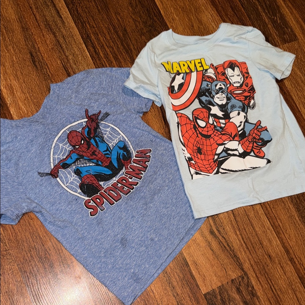 Marvel Kids Superhero T-Shirts - Blue and White